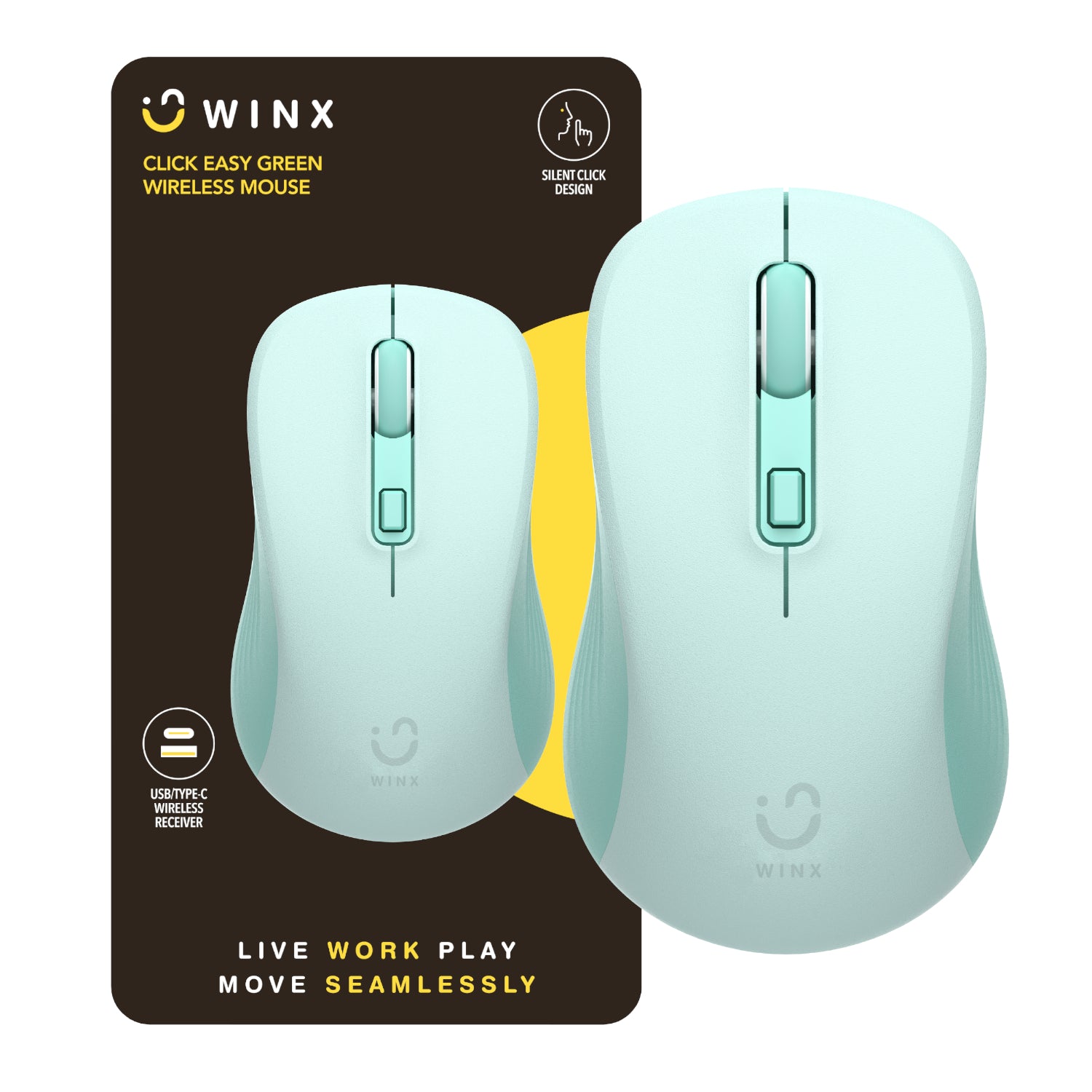 Winx Click Easy 1600DPI 2.4GHZ Wireless Mouse Green