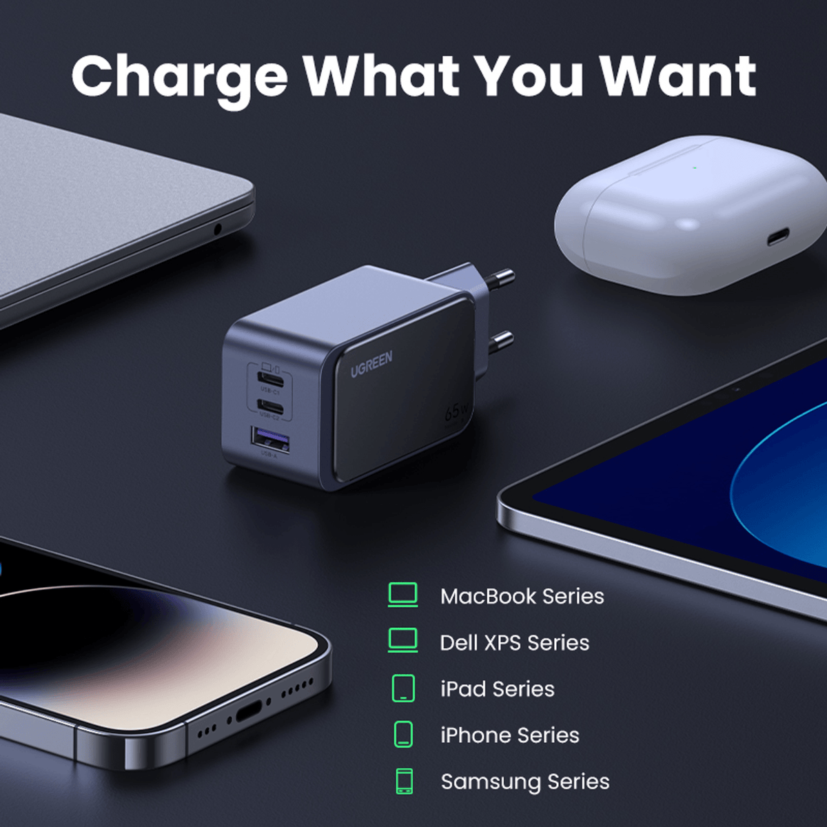 Ugreen Nexode 65W 3-PORT Charger image 3
