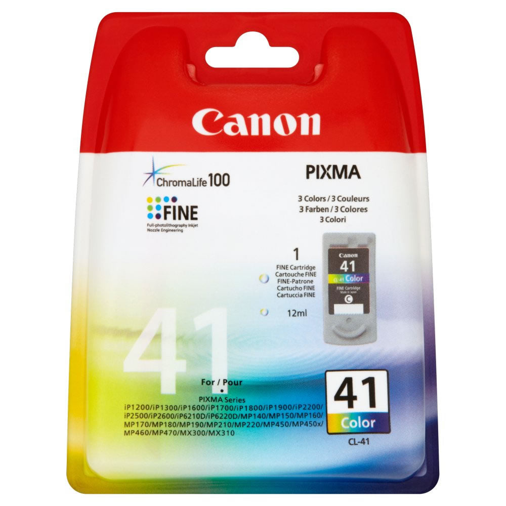 Canon-Ink-Cl-41-Ip1200/Ip1300/Ip1600/Ip1700/Ip2200/Ip6210d/Ip6220d/Mp150/Ip1900- Yield 312