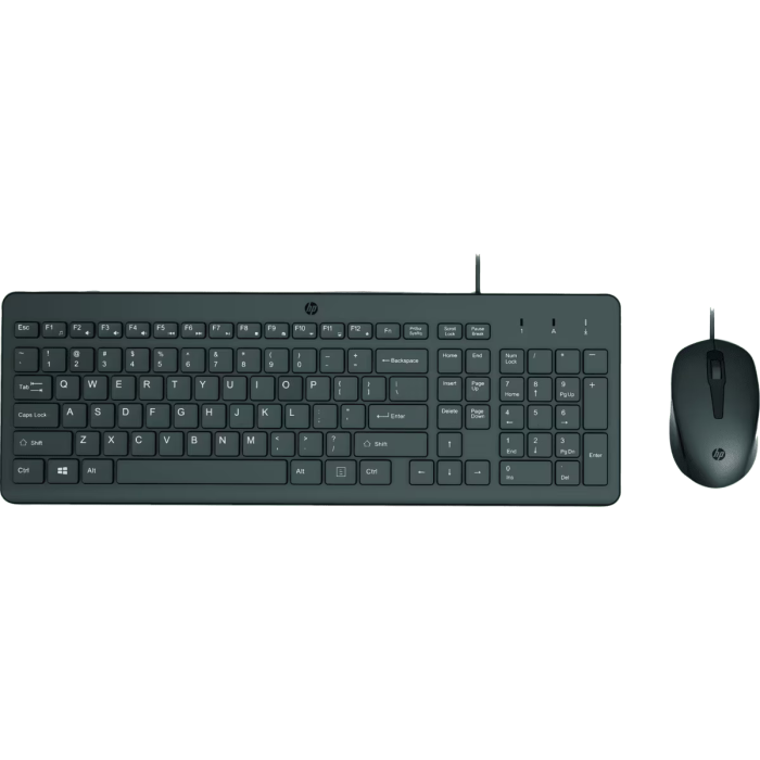 HP 150 Wired Mouse And Keyboard Combo Set English Black