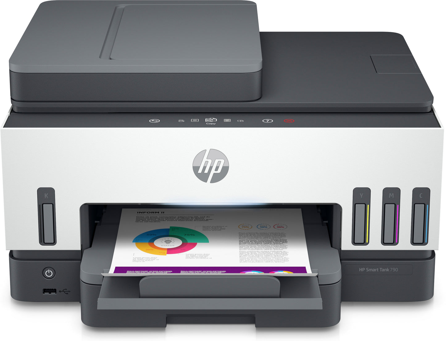 HP Smart Tank 790-PRINT, Scan, Copy And Fax-Up TO:15/9 Ppm; Automatic Duple; Automatic Document Feeder (adf); 250-SHEETS Close Tray; 100-SHEET Output
