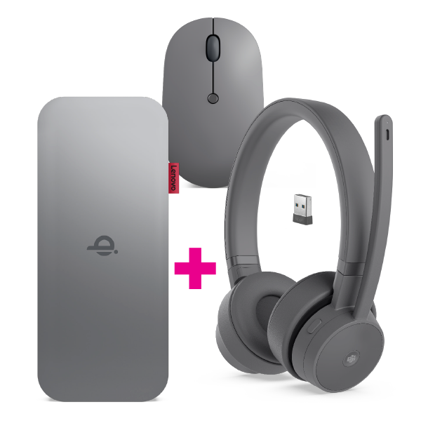 Lenovo Go Wired Anc Headset And Lenovo Go Wireless Mobile Power Bank 10000 Mah And Lenovo Go USB-C Wireless Mouse Bundle