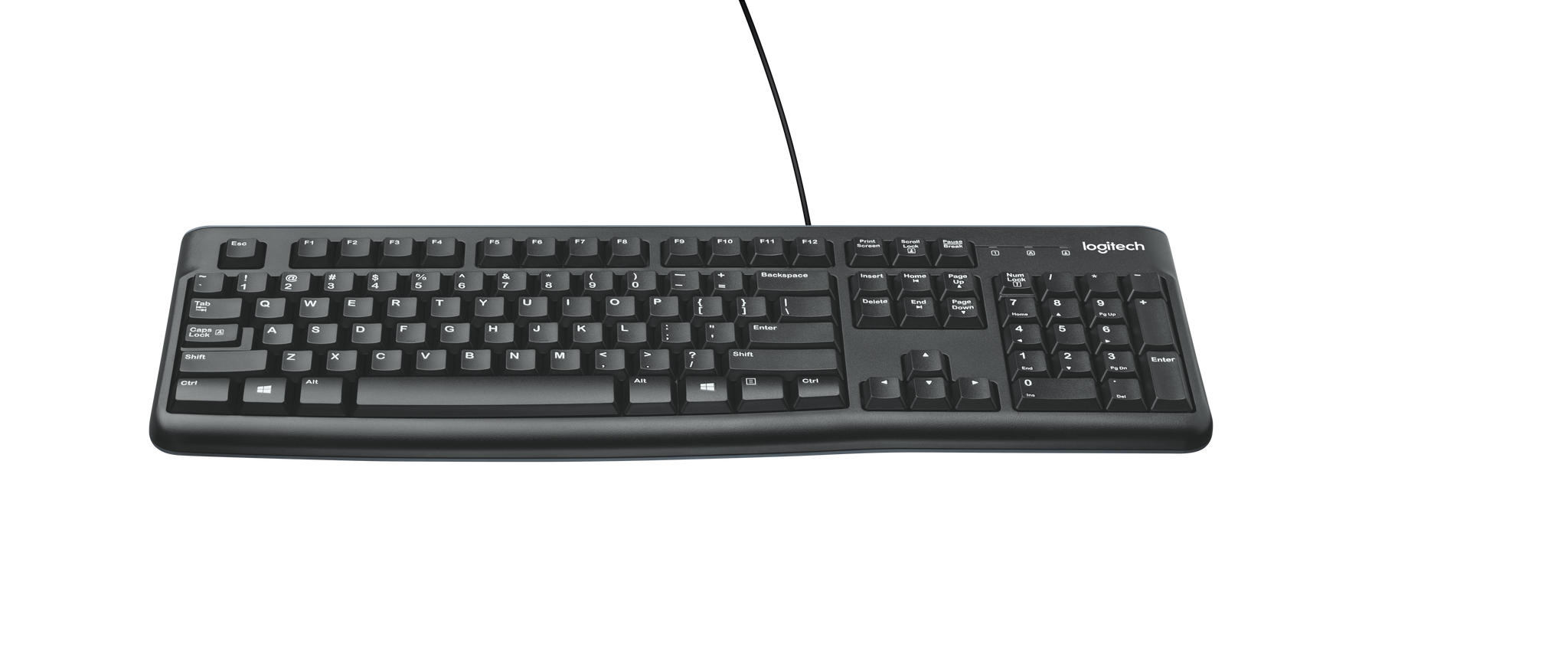 Logitech K120 Wired Keyboard With Quite Typing And Spill Resistant Black. Full-Size Keyboard With Quiet, Low-Profile Keys. Spill-Resistant Design And