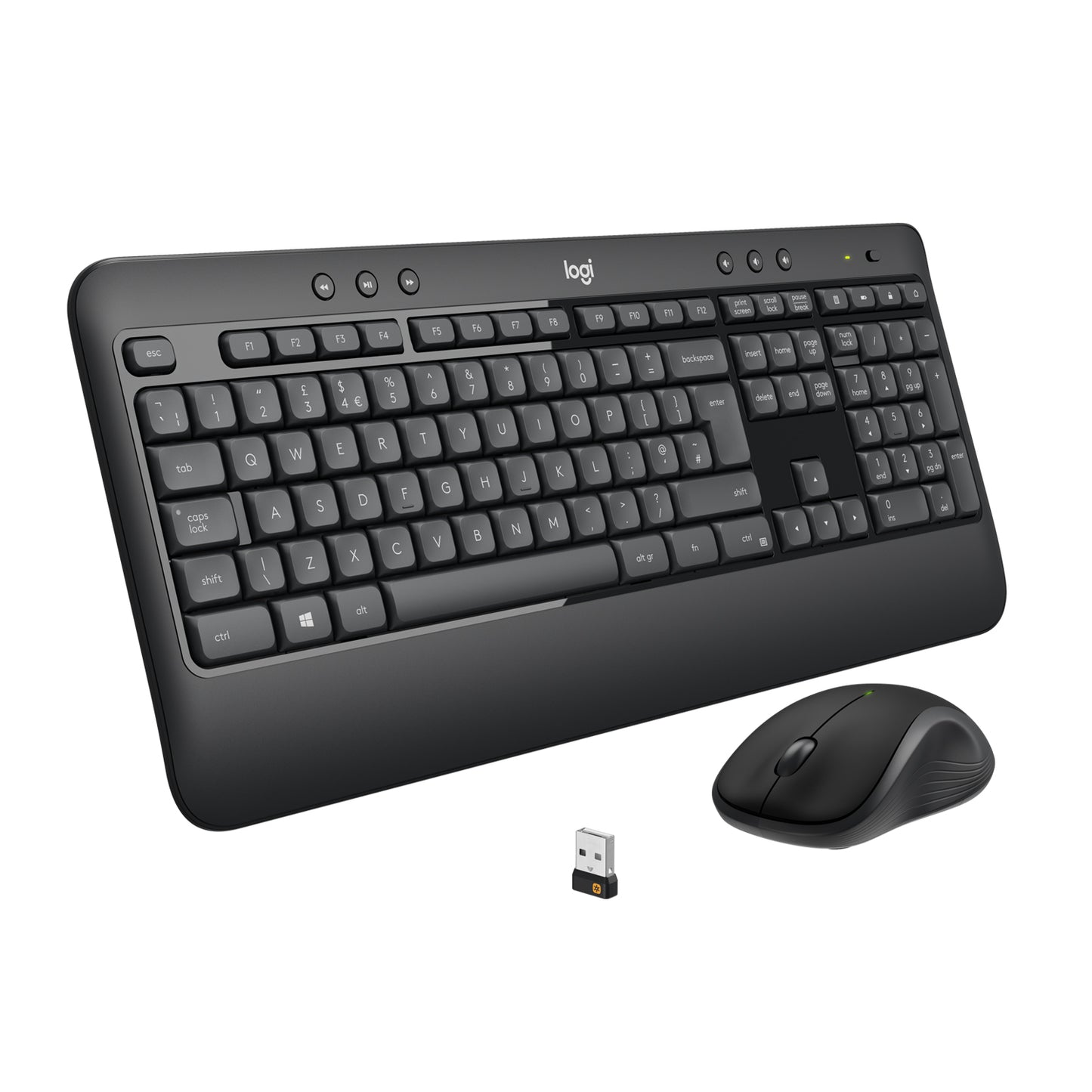 Logitech MK540 Advanced Wireless Mouse & Keyboard Combo Black. Ergonomic Keyboard With Palm Rest, Ambidextrous Mouse, Unifying Receiver.