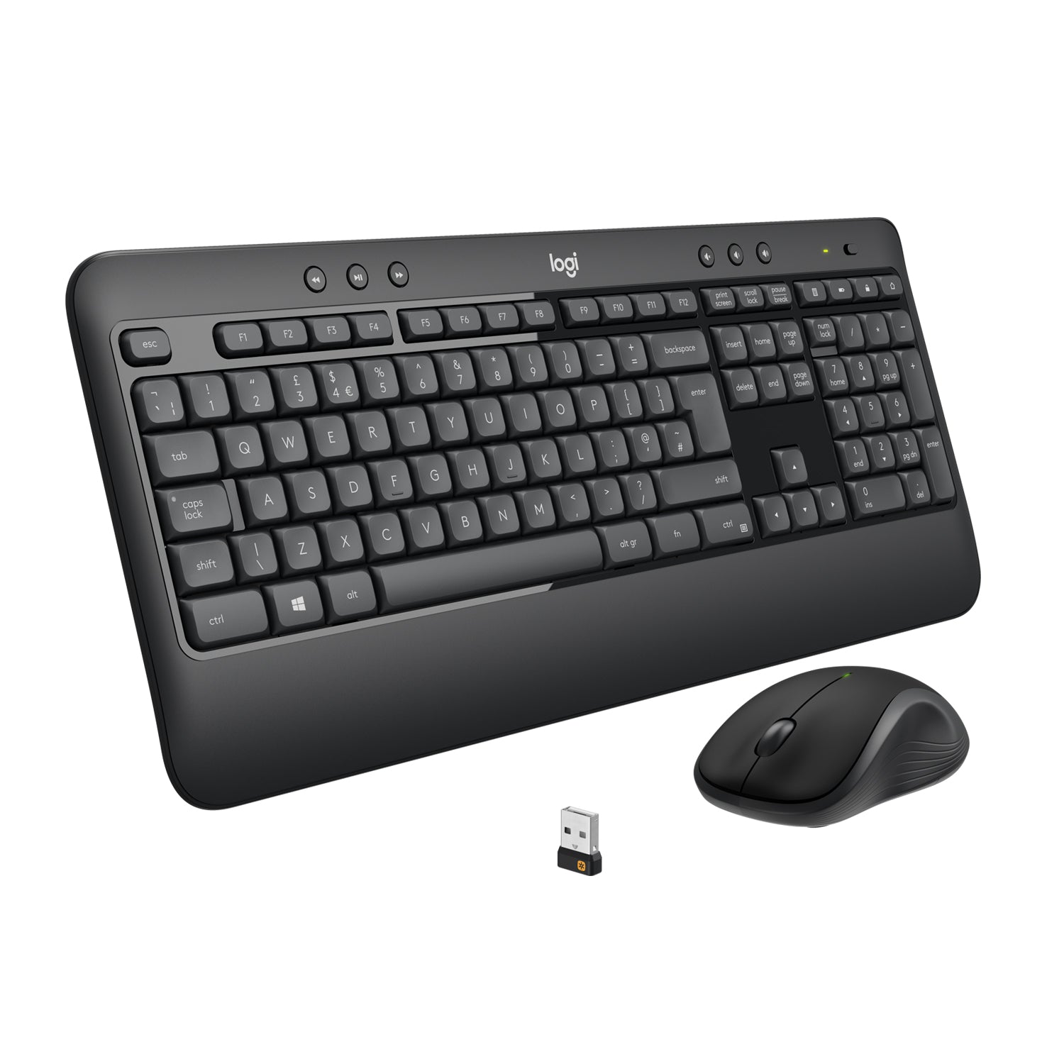 Logitech MK540 Advanced Wireless Mouse & Keyboard Combo Black. Ergonomic Keyboard With Palm Rest, Ambidextrous Mouse, Unifying Receiver.