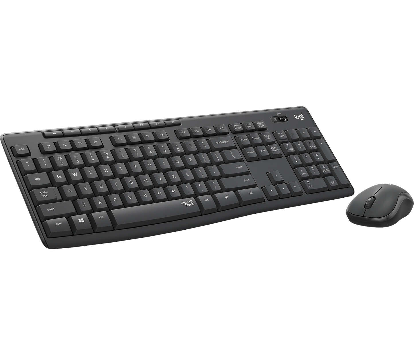 Logitech MK295 Wireless Silent Keyboard And Mouse Combo Black Silenttouch Tech, Full-Size Keyboard, Compact Mouse, USB Nano Receiver.