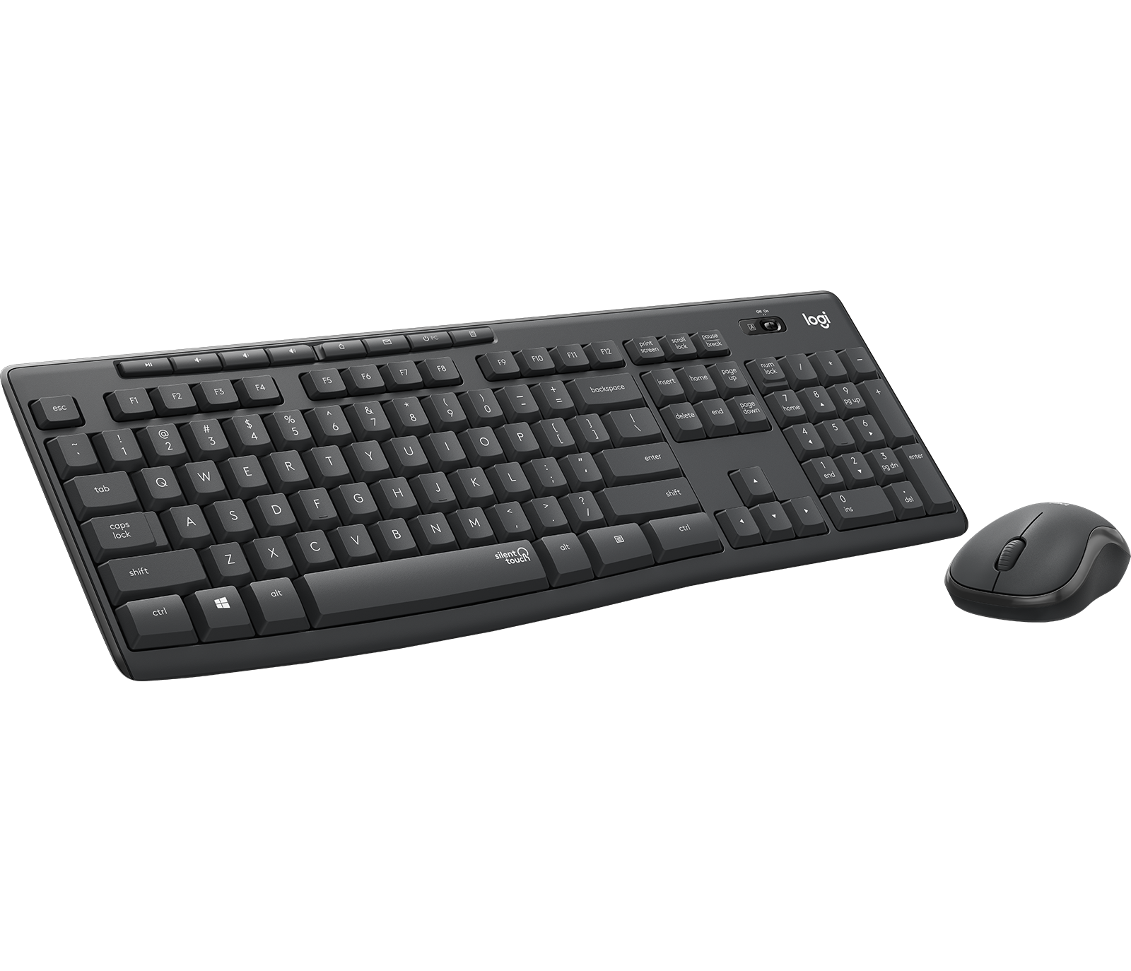 Logitech MK295 Wireless Silent Keyboard And Mouse Combo Black Silenttouch Tech, Full-Size Keyboard, Compact Mouse, USB Nano Receiver.