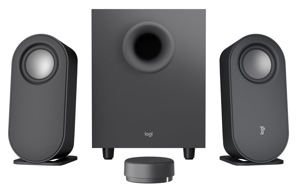 Logitech Z407 Bluetooth Computer Speakers With Subwoofer Graphite. 80W Peak, Dsp Sound, Wireless Dial, BLUETOOTH/USB/3.5MM, Flexible Placement.
