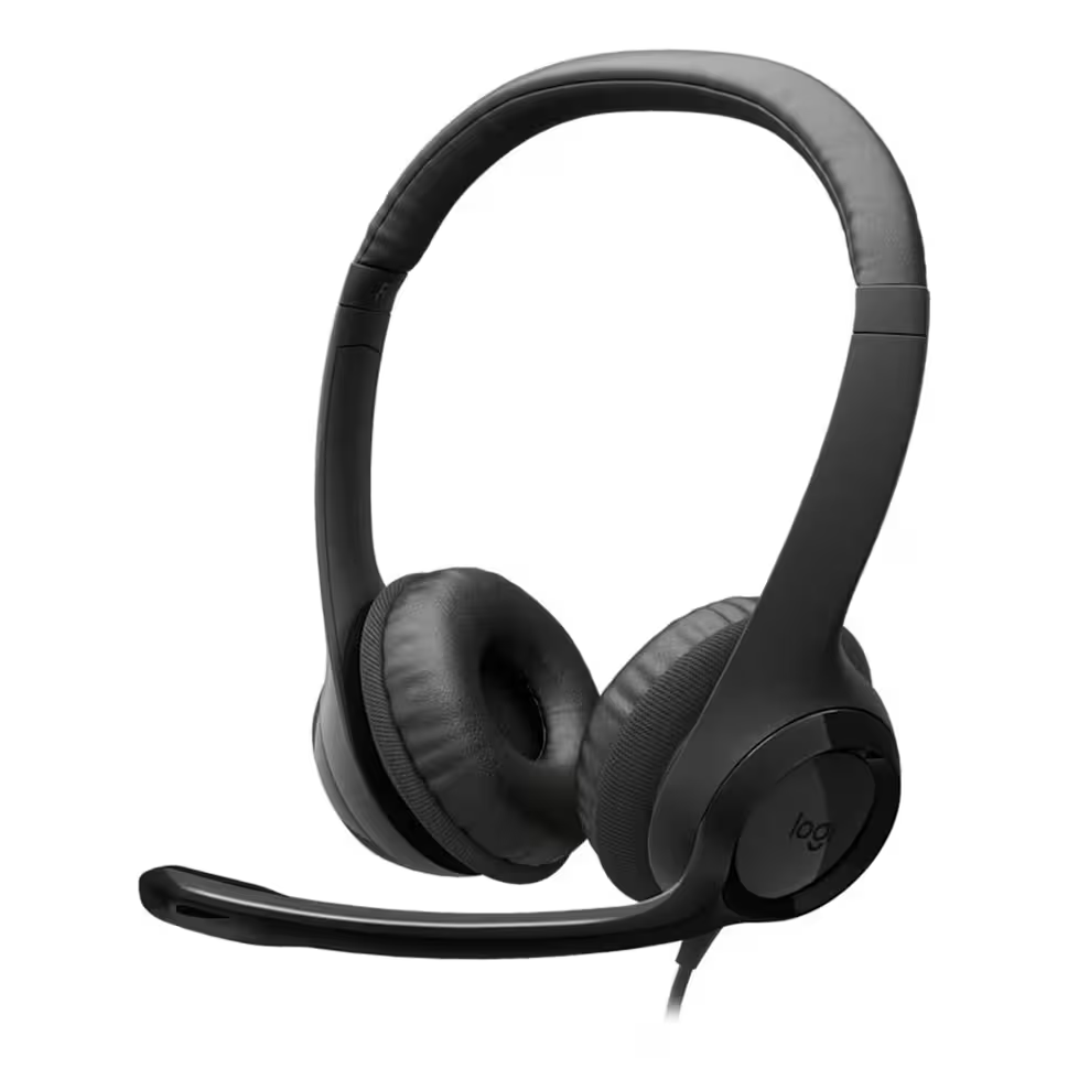 Logitech Clear Audio For Video Meetings With A Simple Plug And Play USB- C Connection And A Noise- Cancelling Mic. Mic Boom Can Be Tucked Out Of The