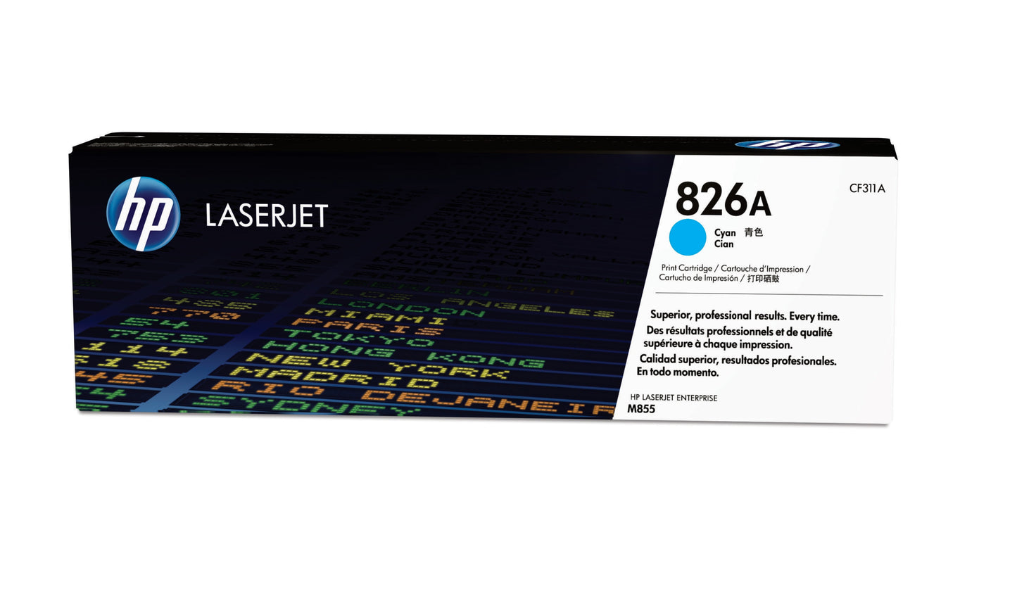 HP 826A Cyan Toner Cartridge Approximately Yield 31500 Pgs