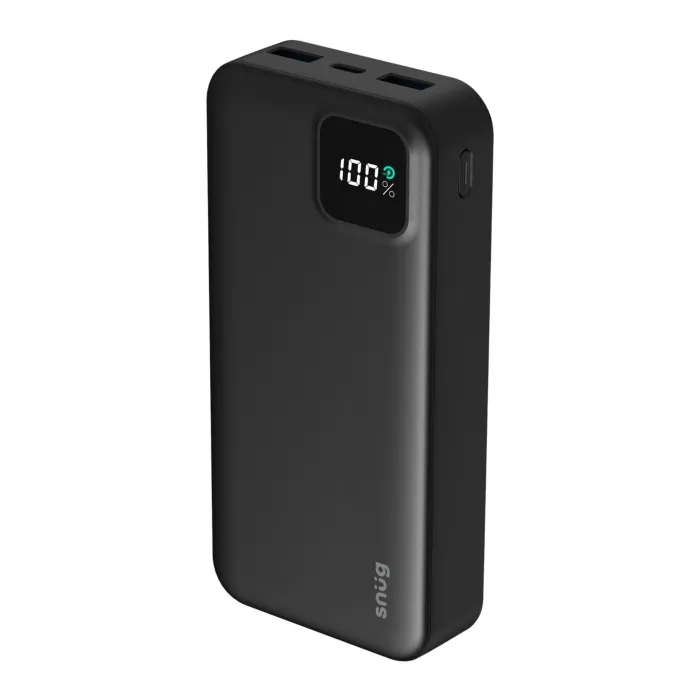 Snug Square Digital Pd Powerbank 20000MAH Stay Powered On The Go! Charge Up To 3 Devices Simultaneously Via USB Ports, With A USB-C Cable Included Fo