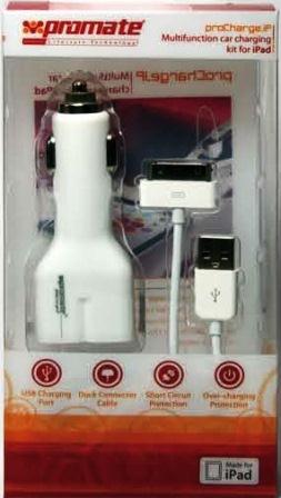 Promate proCharge.iP Multifunction car charging kit for iPad/Multifunction car charger with USB charging port - TechTic