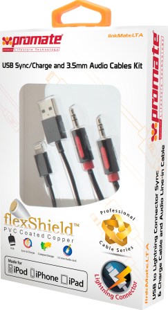 Promate linkMate.LTA USB Sync/Charge and 3.5mm Audio Cables - TechTic