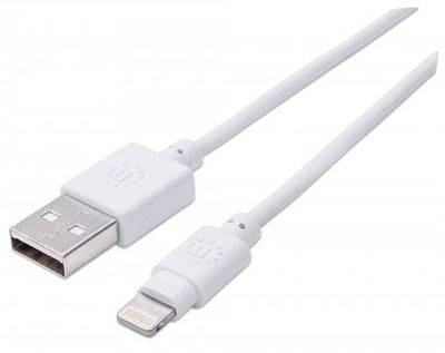 Manhattan iLynk Lightning Cable - A Male / 8-Pin Male, 3 m (10 ft.), White - TechTic