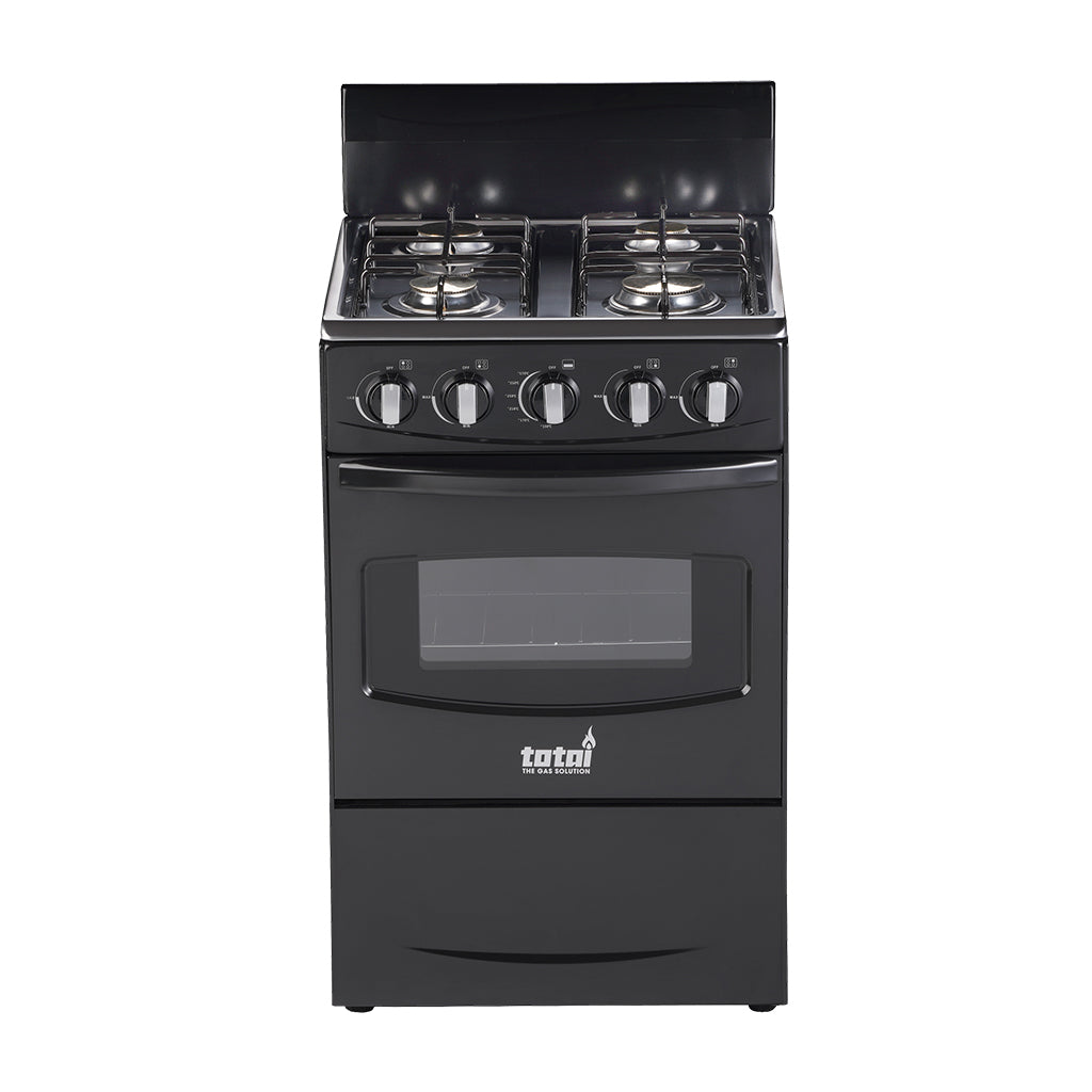 Total 50CM 4 Burner Full Gas Stove - Black - TechTic