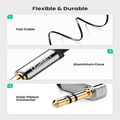 Ugreen 3.5mm Audio Cable Stereo Auxiliary AUX Cord Gold-Plated Male to Male Braided Cable - TechTic