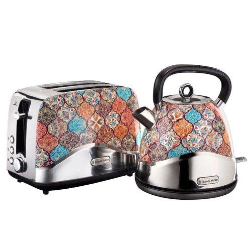 Russell Hobbs Moroccan Kettle & Toaster Breakfast Pack - Mosaic Print - TechTic