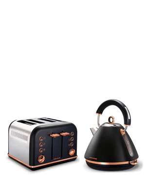 Morphy Richards Accents Kettle & Toaster Combo - Black & Rose Gold - TechTic