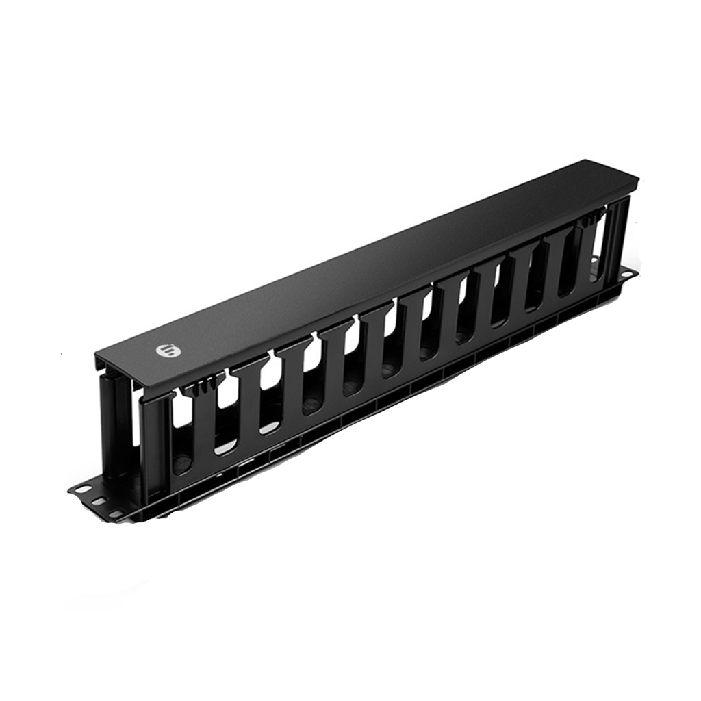 Intellinet 19" Cable Management Panel - 19" Rackmount Cable Manager, 1U, with Cover, Black - TechTic